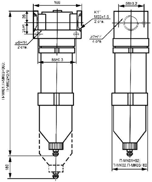 Чертёж, габаритные размеры П-МК 01-25 Чертёж, габаритные размеры П-МК 01-25