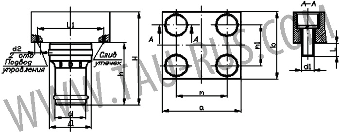 Размеры гидрозамков ГЗВ10, ГЗВ20, ГЗВ32, ГЗВ40 Размеры гидрозамков ГЗВ10, ГЗВ20, ГЗВ32, ГЗВ40