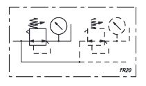FR20 = Регулятор со сбросом давления, с манометром FR20 = Регулятор со сбросом давления, с манометром