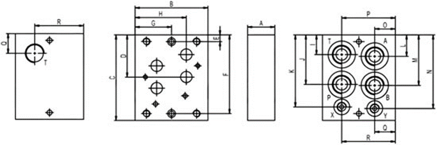Габаритные и присоединительные размеры плиты D07SPB Габаритные и присоединительные размеры плиты D07SPB