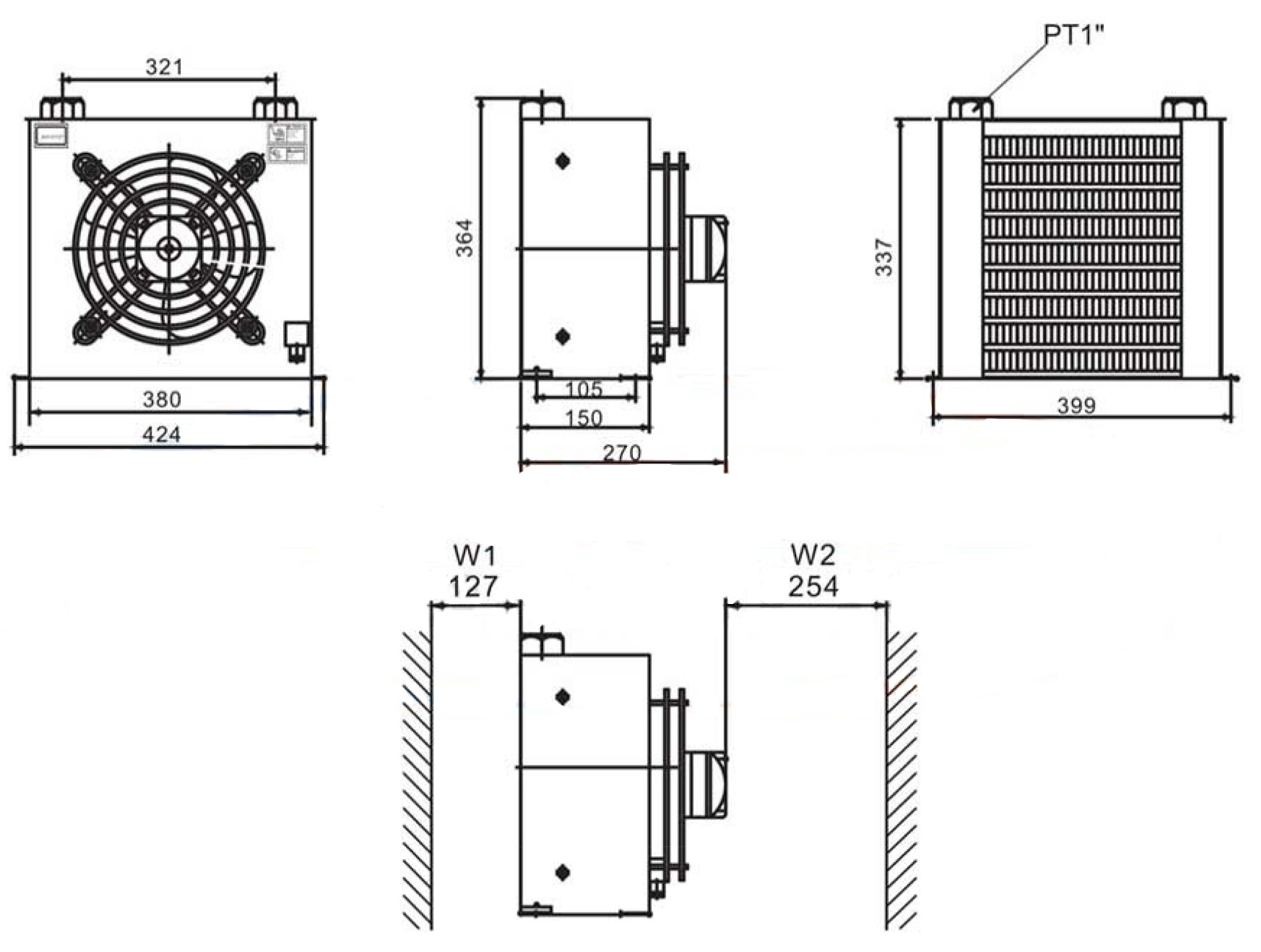 Габаритные и присоединительные размеры теплообменников АН1012T Габаритные и присоединительные размеры теплообменников АН1012T