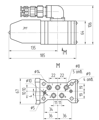 Габаритные размеры и монтажная поверхность БПГ73-11 Габаритные размеры и монтажная поверхность БПГ73-11
