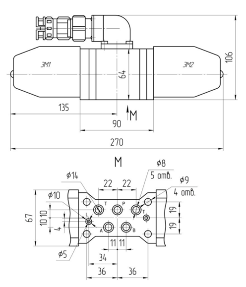 Габаритные размеры и монтажная поверхность ПГ73-11 Габаритные размеры и монтажная поверхность ПГ73-11