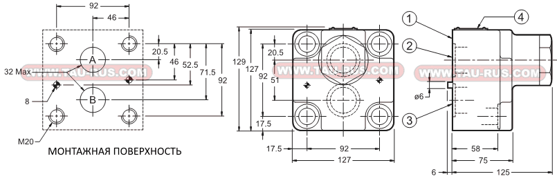 Размеры обратных клапанов VR7-P1/11, VR7-P3/11, VR7-P4/11 Размеры обратных клапанов VR7-P1/11, VR7-P3/11, VR7-P4/11