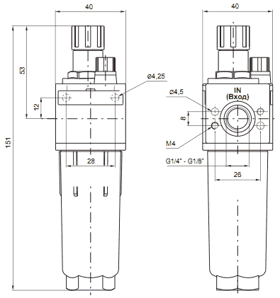 Размеры маслораспылителей лубрикаторов ПНЕВМАКС (PNEUMAX) серии 17003 и 17103 Размеры маслораспылителей лубрикаторов ПНЕВМАКС (PNEUMAX) серии 17003 и 17103