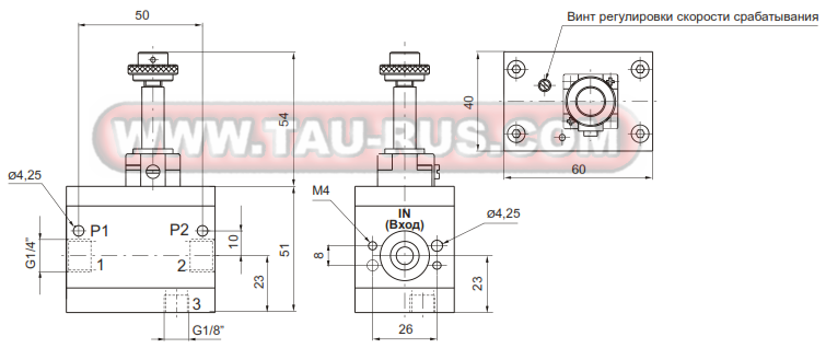 Размеры клапанов плавного спуска 17110.M2 и 17120 Размеры клапанов плавного спуска 17110.M2 и 17120