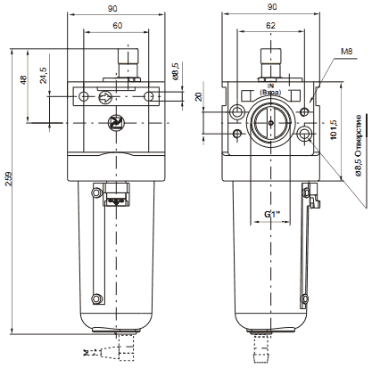 Размеры маслораспылителей 17403В, 17403B.MC, 17403B.MA Размеры маслораспылителей 17403В, 17403B.MC, 17403B.MA