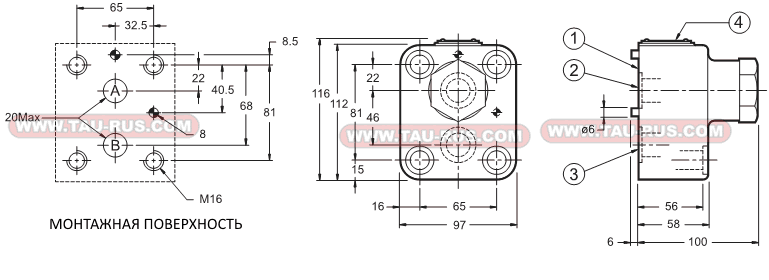 Размеры обратных клапанов VR5-P1/10, VR5-P3/10, VR5-P4/10 Размеры обратных клапанов VR5-P1/10, VR5-P3/10, VR5-P4/10