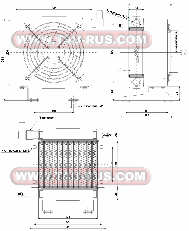 Схема размеров теплообменников SS10 Схема размеров теплообменников SS10