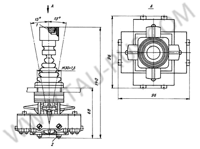 Габаритные размеры Крестовый переключатель ПК12-21-821, ПК12-21-822 Габаритные размеры Крестовый переключатель ПК12-21-821, ПК12-21-822