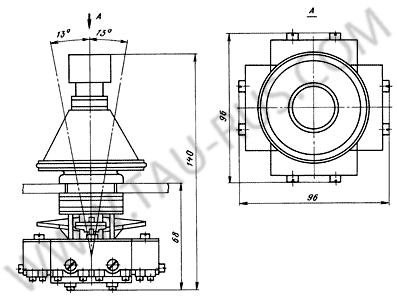 Габаритные размеры Крестовый переключатель ПК12-21Д821, ПК12-21Д822 Габаритные размеры Крестовый переключатель ПК12-21Д821, ПК12-21Д822